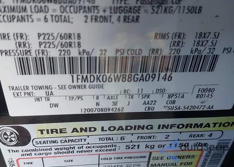 2008 Ford Taurus X Limited из США, поврежденный, VIN 1FMDK06W88GA09146